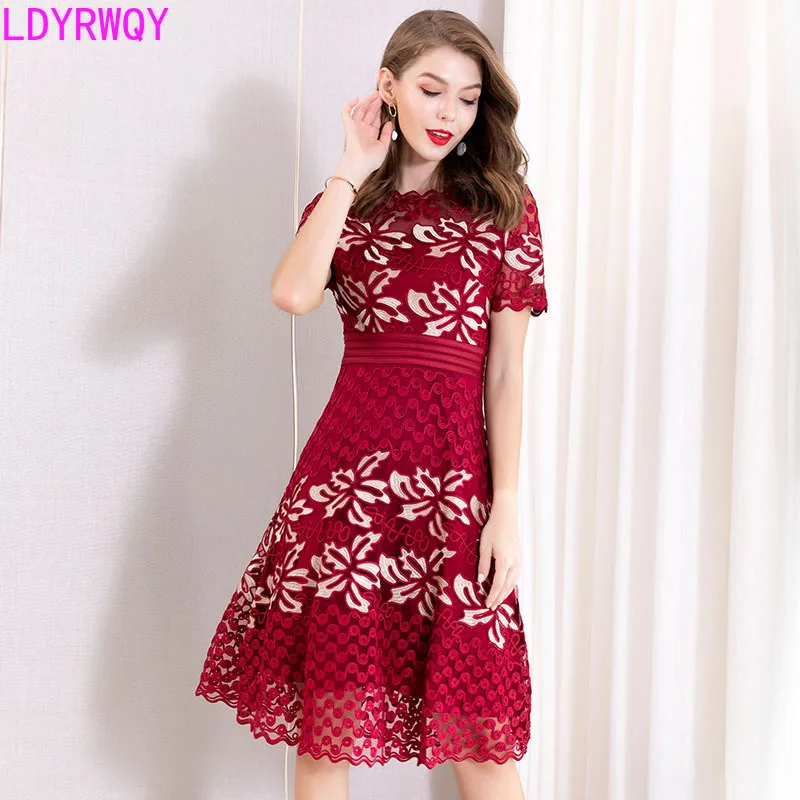 

Женское свободное платье, с вышивкой, с коротким рукавом, на талии, весна-лето, 2021