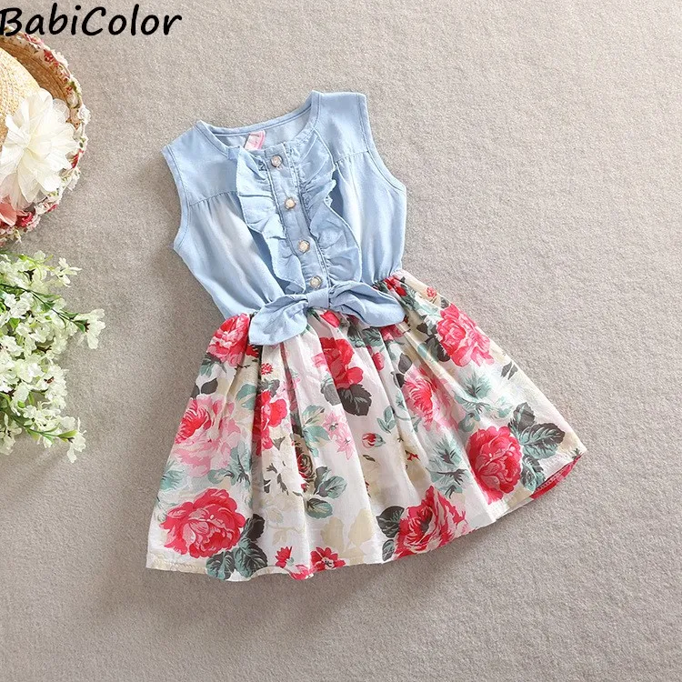 BibiCola/2021 г. Вечерние Платья с цветочным рисунком для маленьких девочек Летняя