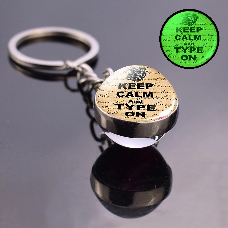Светящийся стеклянный шар брелок Keep Calm Statement Брелок Серебряный цвет