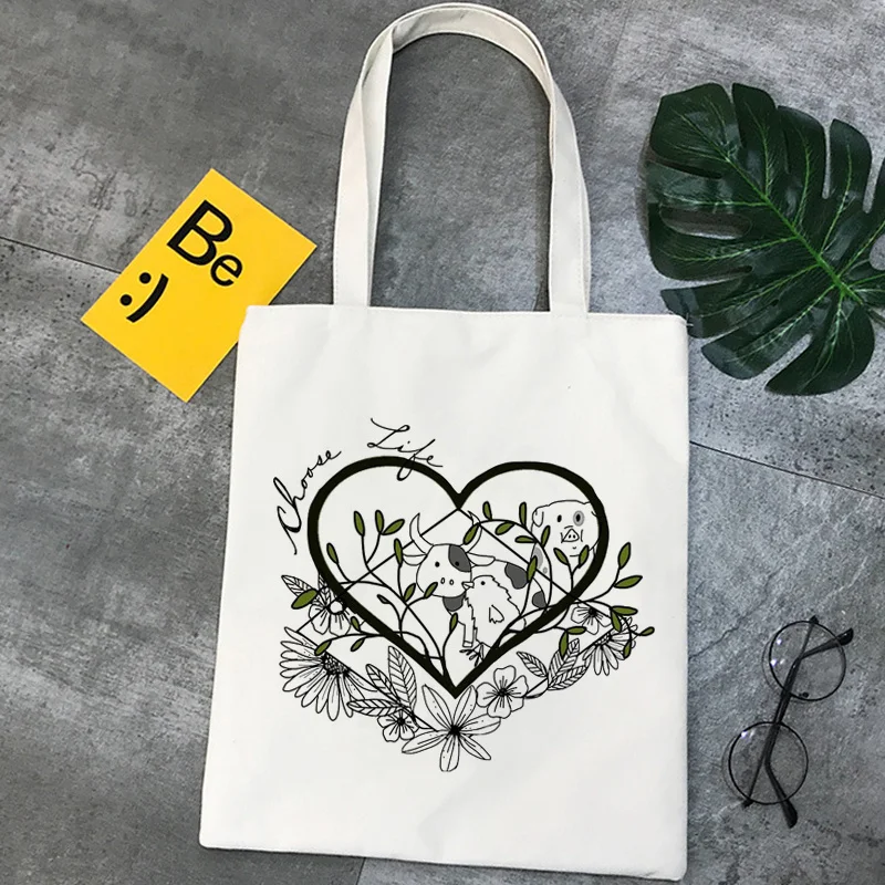 

Kawai Cartoon Animals Print Shopping Canvas Tote Bag Harajuku Aesthetic Reusable Shopper Shoulder Bag Handbag Student Book Bags