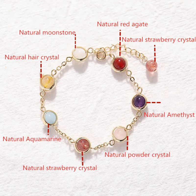 

Using Pure Natural Crystal Inlaid Bracelet, Female Sweet Forest Colorful Transfer Beads Ins Exquisite Bracelet