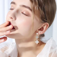 2022 new fashion korean d letter white pearl drop earrings for women bohemian golden round zircon wedding earrings jewelry gift