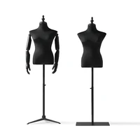 fashion black wood arm color full female head sewing mannequin cotton body metal base wedding womenadjustable rack d406