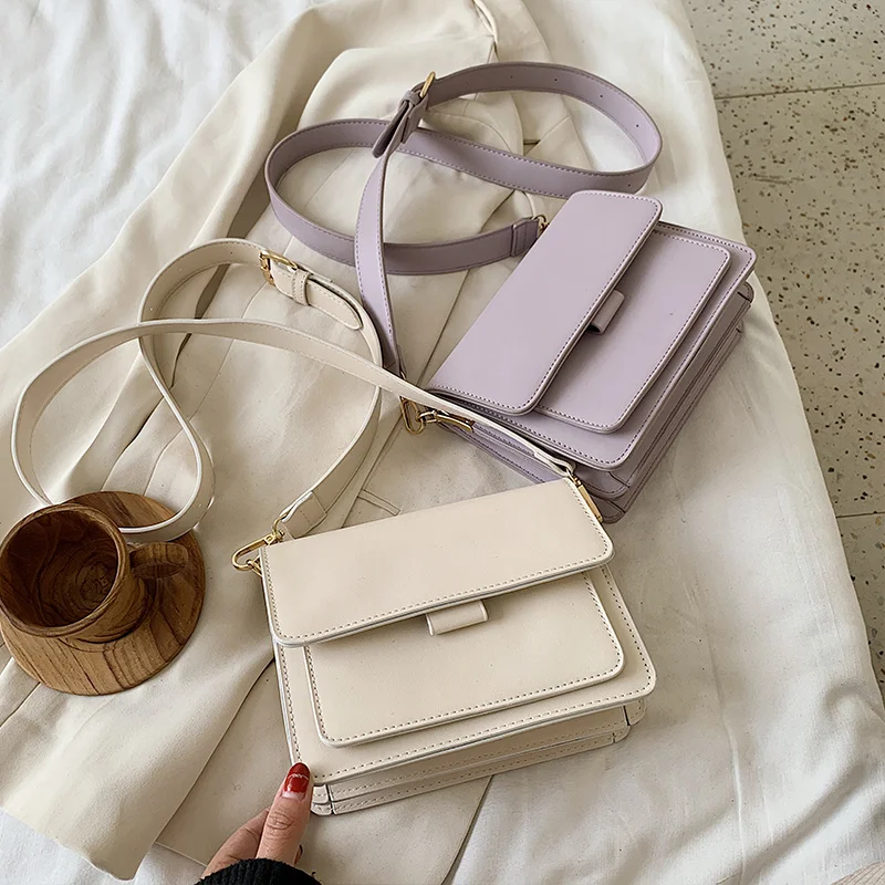 

Solid Color PU Leather Crossbody Bags For Women 2020 Summer Simple Fashion Handbags And Purses Female Shoulder Bags