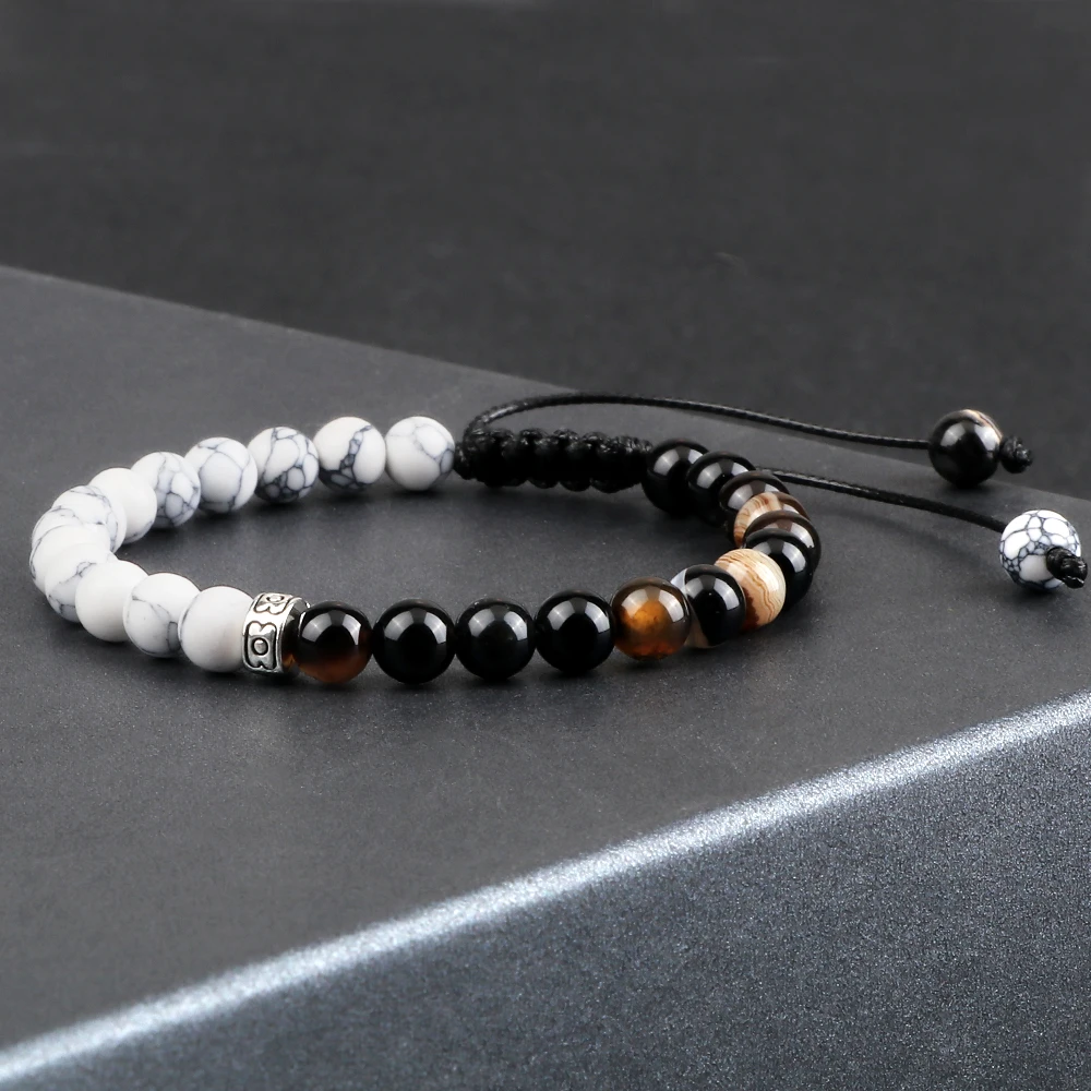 Парные бусины Yinyang искусственный тигровый глаз драгоценные браслеты для женщин и