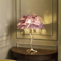 nordic ostrich feather lamp palm tree table lamp indoor lighting home decor led lights bedroom lamps living room stand light