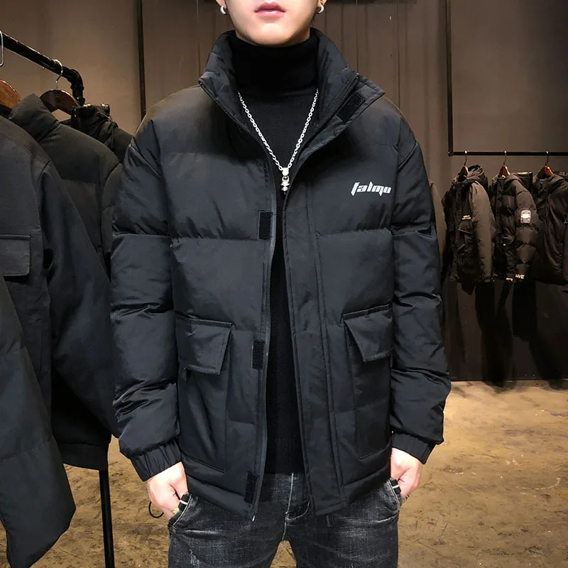 

Winter New Korean Thickened Simple Black Trend All-match Plus Size Loose Casual Fashion Men Tooling Cotton Clothes Free Shipping