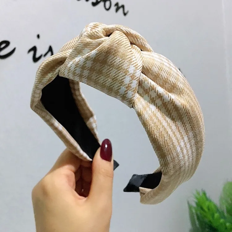 Плед повязки с узлом для Для женщин широкая сторона повязка на голову Головные