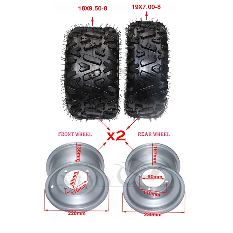 

Передние 19x7.00-8 задние 18x9.50-8 вакуумные шины используются для карт ATV 8-дюймовых дорожных шин износостойкие шины
