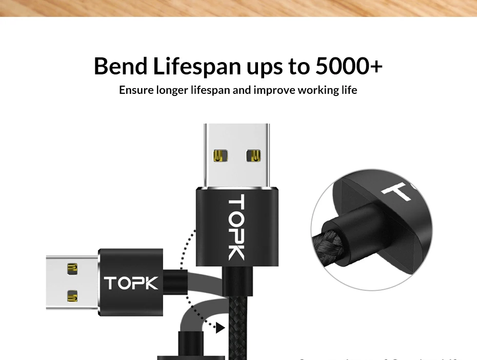 TOPK Магнитный usb кабель для зарядки Micro USB кабель для iPhone samsung huawei usb type C Магнитный зарядный кабель кабели для мобильных телефонов
