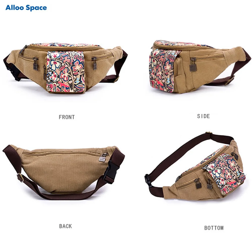 Печать холст бег Фанни национальный пакет для женщин леди поясная сумка