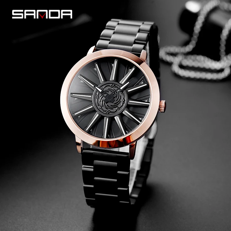 SANDA брендовые новые мужские часы ремешок из нержавеющей стали деловые уличные