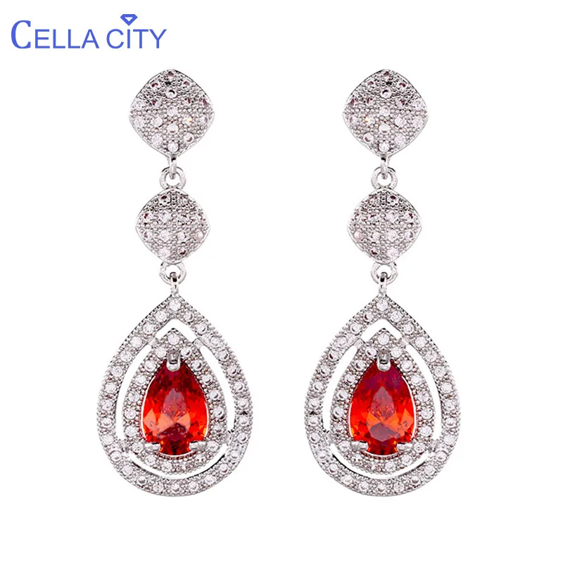 Женские свадебные висячие серьги из серебра 925 пробы модные длинные для женщин