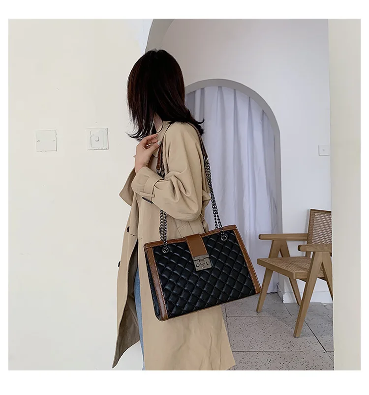 Модная элегантная стеганая сумка через плечо женская кожаная сумка-тоут Женская