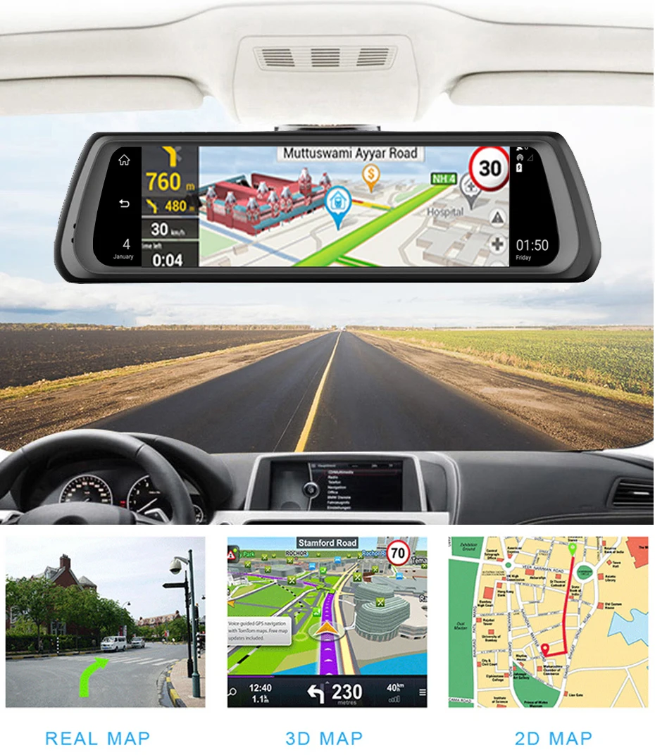 WHEXUNE 4G Автомобильный видеорегистратор Android Touch ADAS Dash Cam Автомобильное зеркало заднего вида 10 дюймов видеорегистратор двойной объектив gps навигатор рекордер WiFi