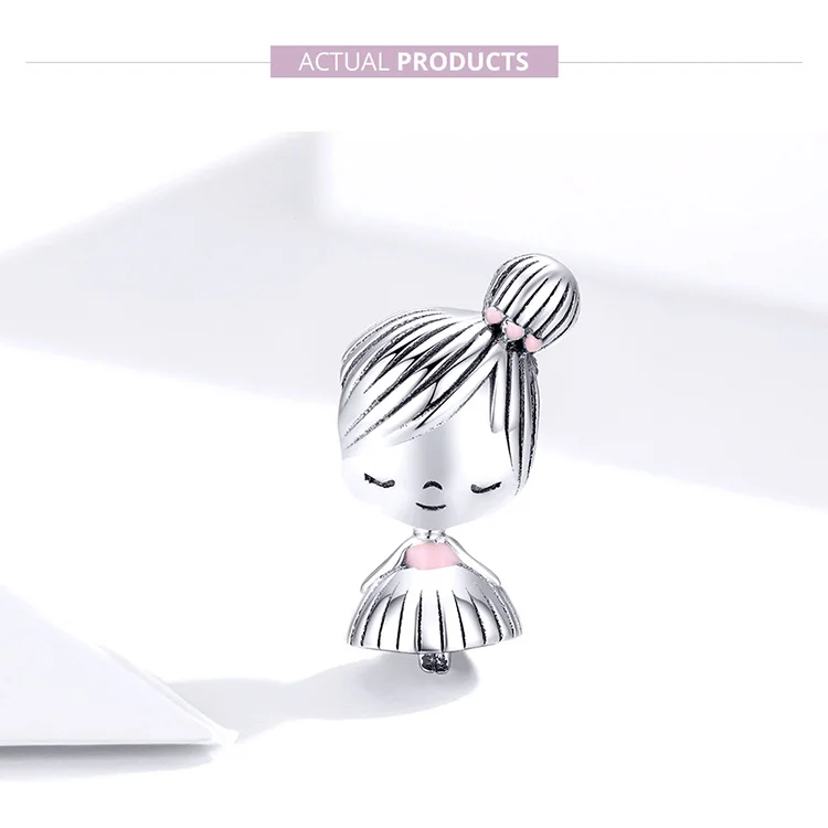 Womak Эмаль Девушка мальчик серебряные бусины 925 пробы fit Pandora браслет Шарм женщина ожерелье подвеска для изготовления ожерелья