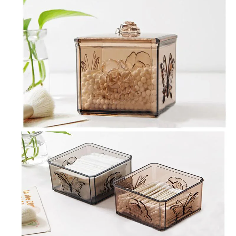 Прозрачный органайзер для макияжа коробка хранения косметики ватный тампон
