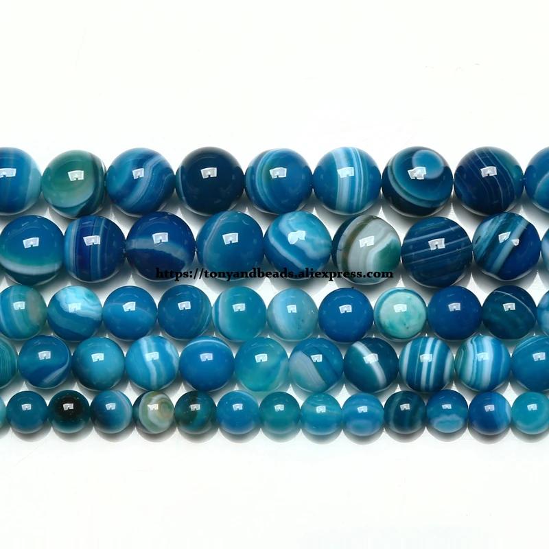 Natural Stone AAAA Quality Blue Sardonyx Agate Round Loose Beads 6 8 10 12MM Pick Size For Jewelry Making