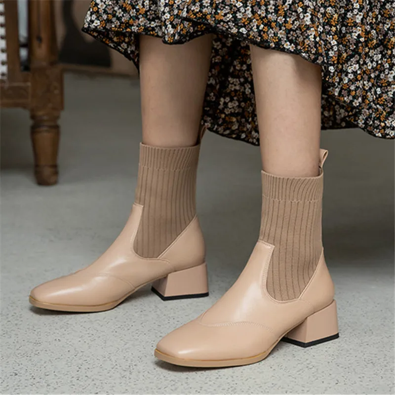 

Ботинки женские из искусственной кожи, с эластичным ремешком, 2021