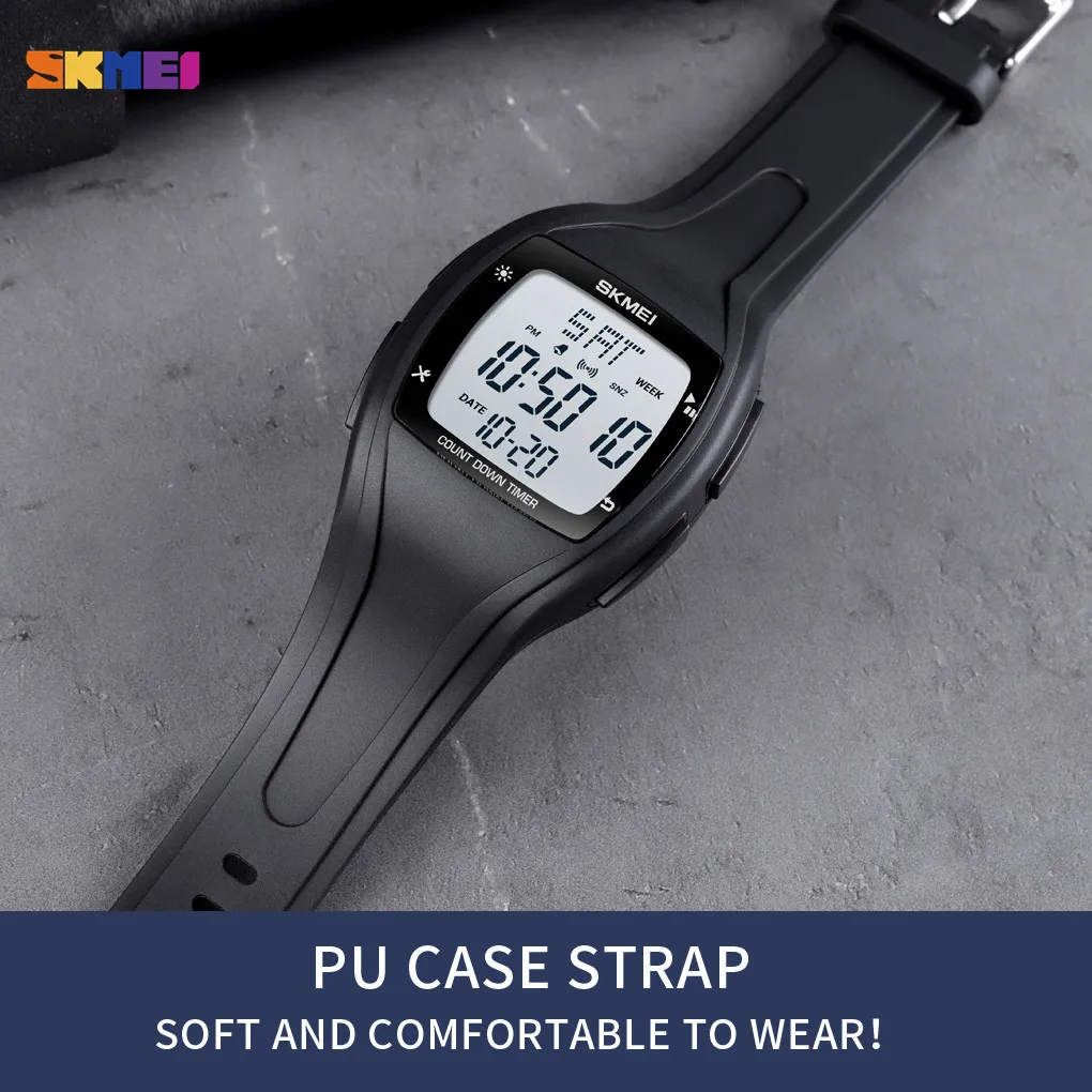 Часы наручные SKMEI мужские с цифровым дисплеем водонепроницаемые спортивные