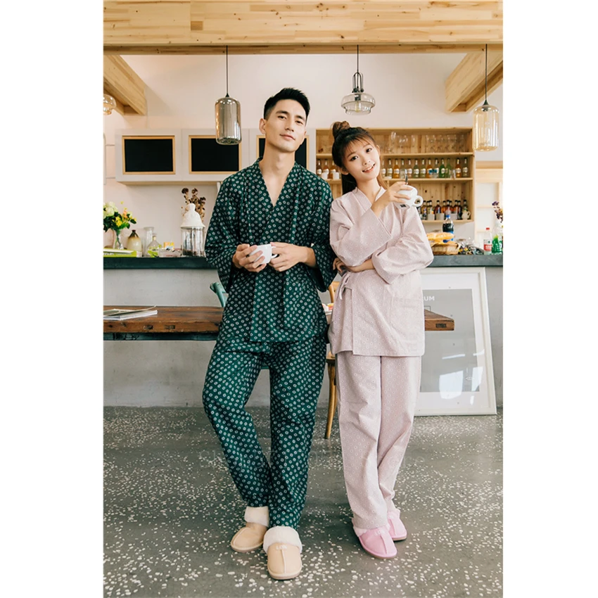 

Kimono Cardigan Japanese Pajamas Men Vintage Yukata Sleepwear Woman Dress Yukata Cotton Haori Bathrobe Asian Clothes Nightgown