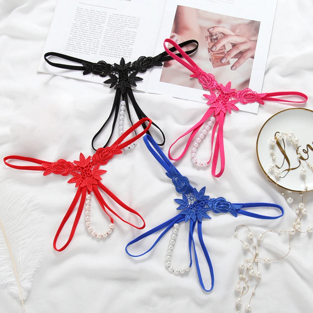 Женские штаны трусы с цветочной вышивкой сексуальные открытые стринги нижнее