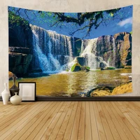 laeacco tapestry bedroom decor bohemian curtains wall hanging tapiz nature landscape waterfall new 3d art camping tent