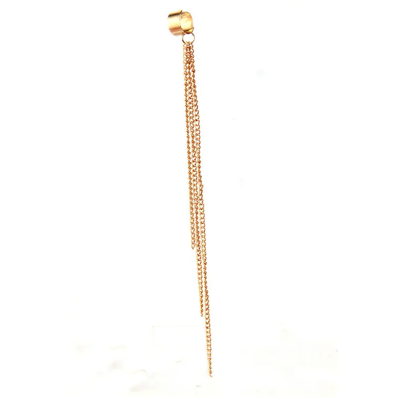 Винтажная длинная цепочка серьги клипсы с кисточками для женщин золотого цвета