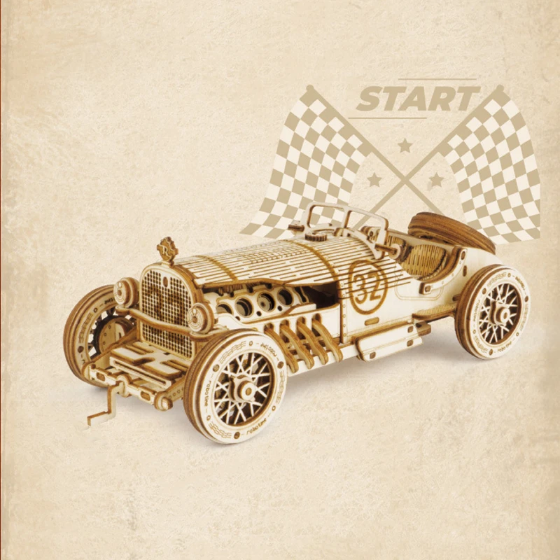 

Home Decor DIY Movable 3D Model 1:16 220pcs Classic Grand Prix Car Wooden Puzzle Game Assembly Toy Gift for Children Teens Adult