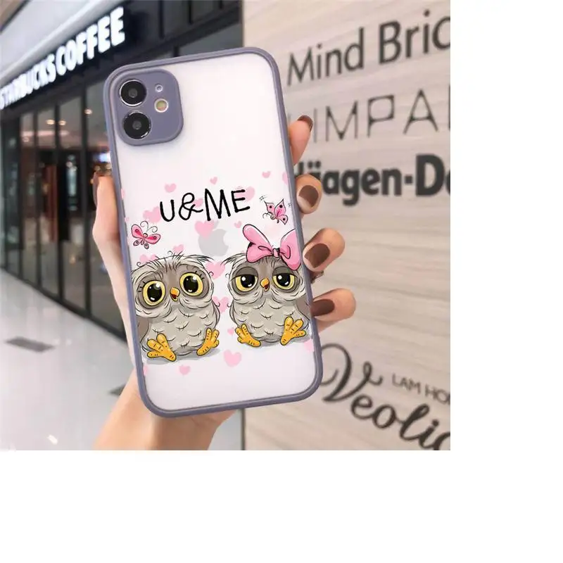 

Cartoon cute owl Phone Cases Matte Transparent For iPhone 12 Mini 11 Pro XR XS Max 7 8 Plus
