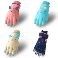 kids winter waterproof snow gloves cartoon ears thermal insulated ski mittens
