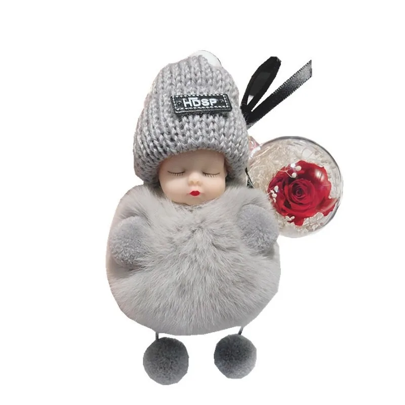 Милая кукла для сна украшение сумки женщин вечный цветок меховой шар мешок