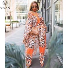 Сексуальный комплект из 2 предметов из шифона с длинным рукавом и широкими штанинами, в африканском этническом стиле VAZN 2021, женский летний топ с длинным рукавом и брюки