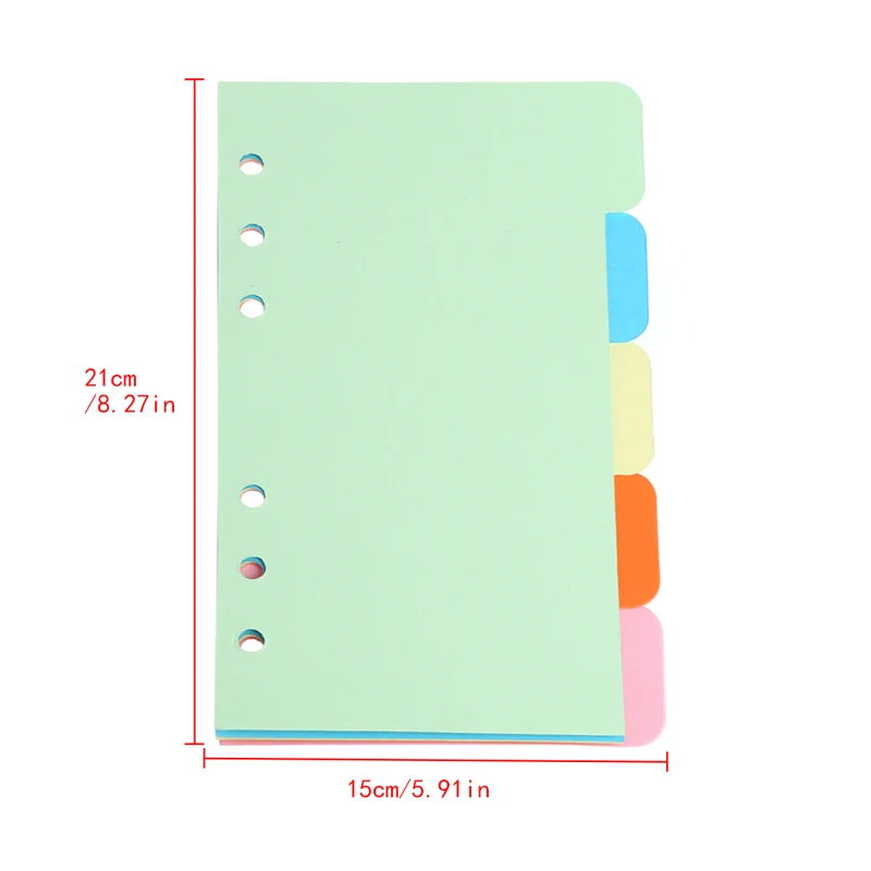 

5Pcs Refills 6 Hole Blank Colorful Paper for A5 A6 Loose Leaf Binder Notebook