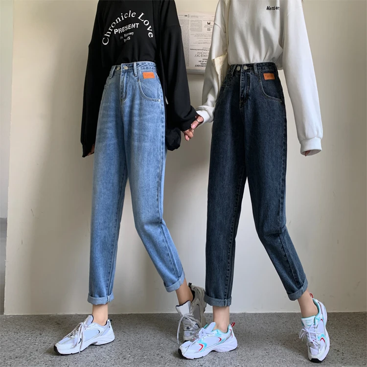

ZHISILAO Straight Jeans Women Boyfriend Loose Denim Pants 2020 High Waist Jeans Chic Plus Size Blue Black Jeans Streetwear