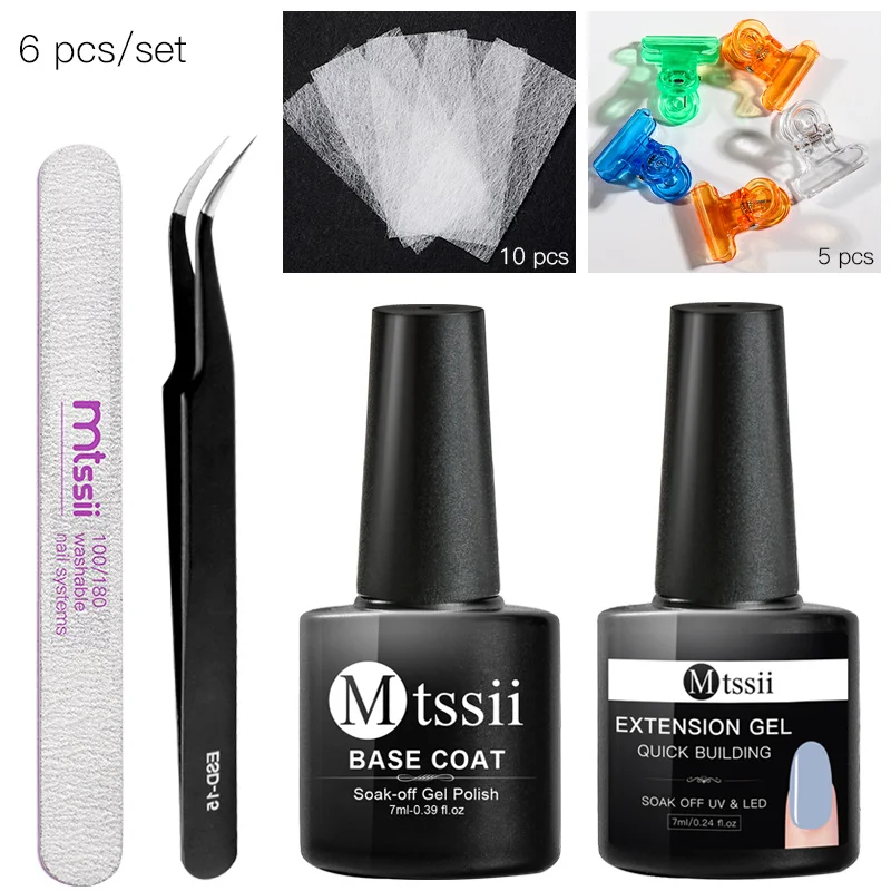 Mtssii Стекловолоконный набор для наращивания ногтей Fibernails акриловые наконечники маникюрный салонный инструмент кривизны зажимы шелковые шарфы набор для дизайна ногтей
