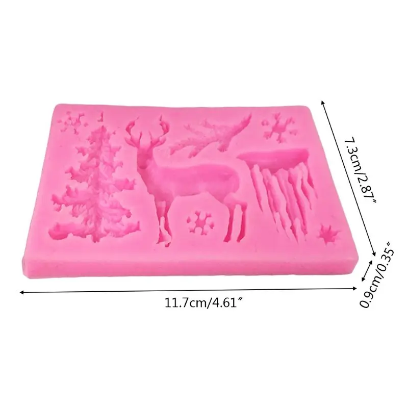 

3D Christmas Theme Deer Silicone Mold Snowflake Chocolate Cake Fondant Mould DIY Crafts Decoration Baking Tool