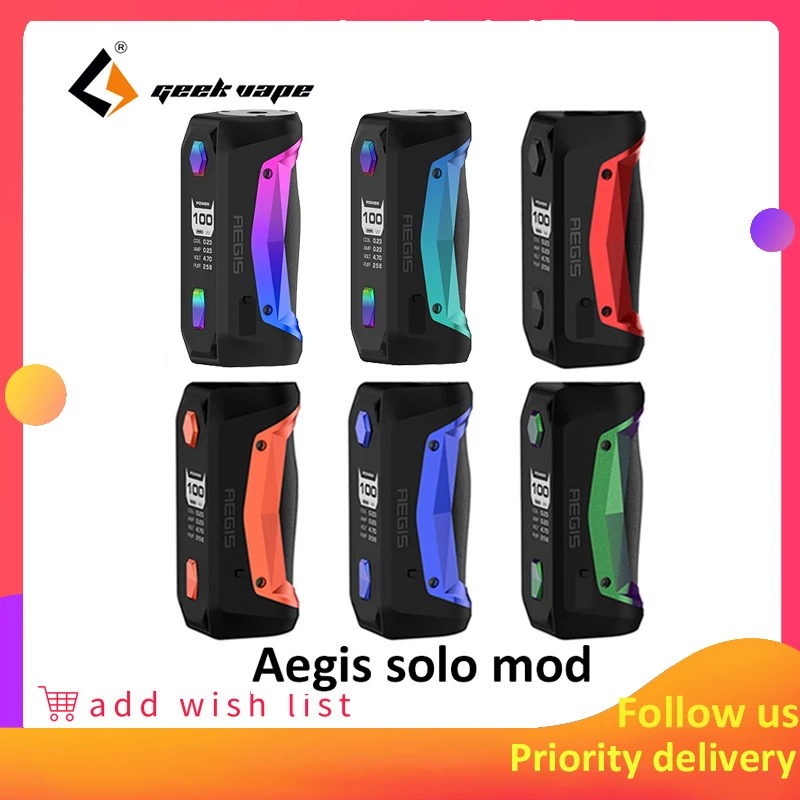 GeekVape Aegis Solo mod водонепроницаемый электронная сигарета подходит Cerberus Subohm Танк Tengu RDA от одного 18650 VS aegis мини-мод
