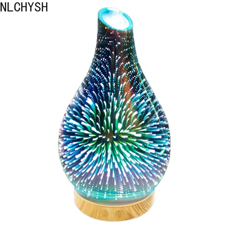 100Ml Essential Oil Diffuser 3D Glass Aromatherapy Ultrasonic Cool Mist Humidifier with 7 Color Changing LEDs