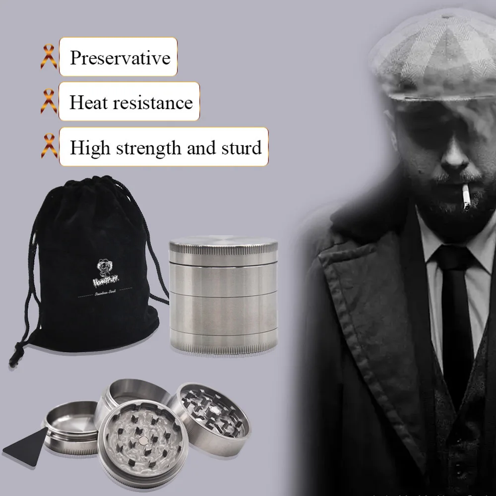 HORNET 304 нержавеющая сталь Точильщик для табака 47 мм 4 слоя металла травы