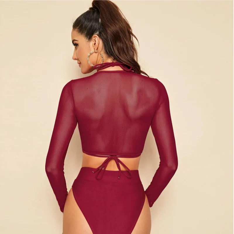 

3 pieces set swimwear female Sexy push up swimsuit cover-ups for women Skirts bikini Halter triangle bathing suit 2021