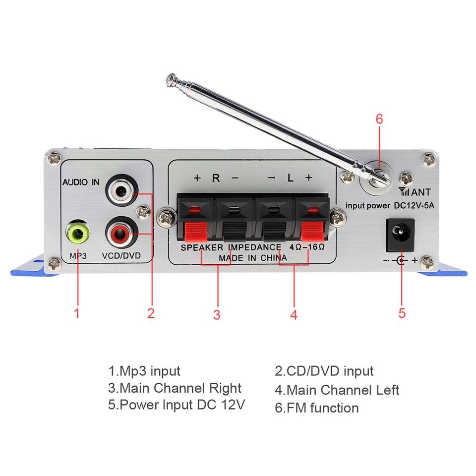 HY502S Bluetooth автомобильный усилитель мощности стерео звук режим HiFi 2 канала мини FM аудио+ MP3 динамик музыкальный плеер HY-502S