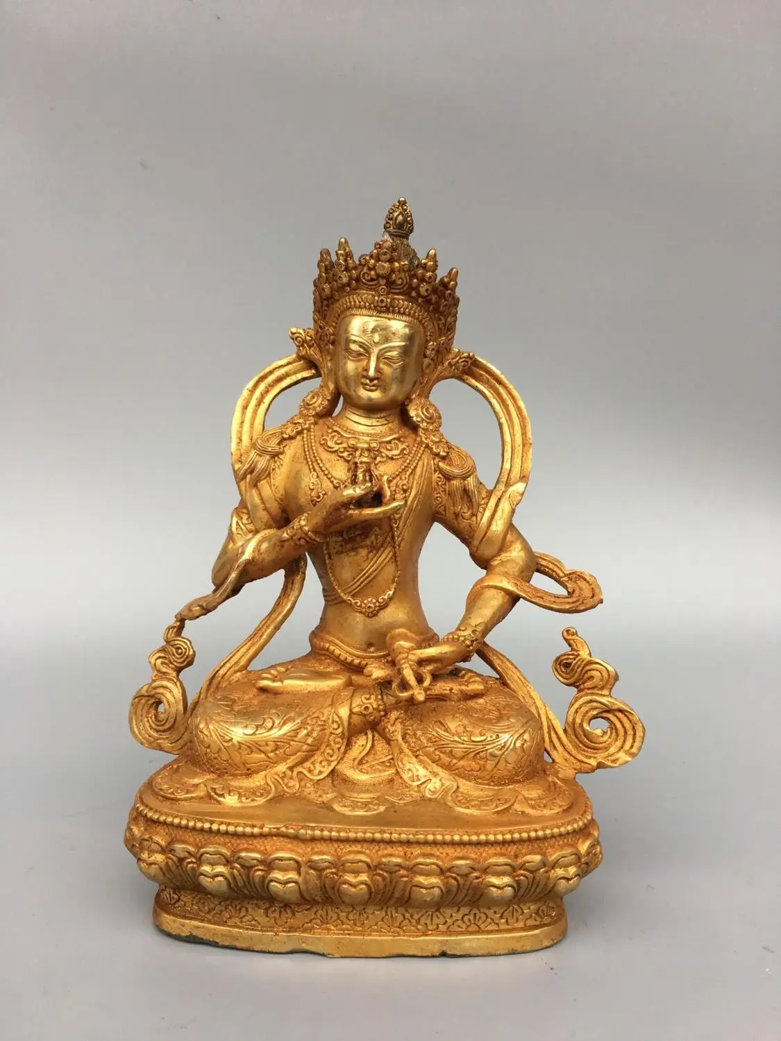 

Home Decor 9 Tibet Buddhism Temple Old Bronze Gilt Vajrasattva Buddha Statue King Kong Hand Bodhisattva Mahasattva Amitabha