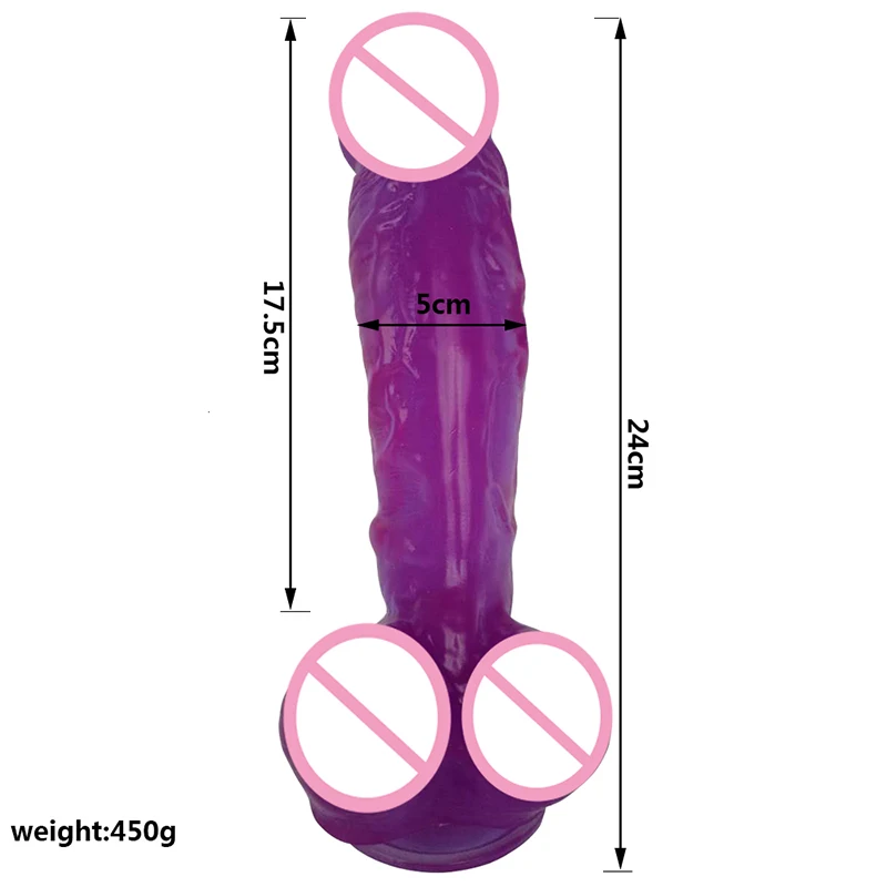 9.44 Inch Purple Giant Dildo Realistic Balls Extreme Big Flexible Penis Super Huge PVC Dick with Strong Suction Cup for Women | Красота и