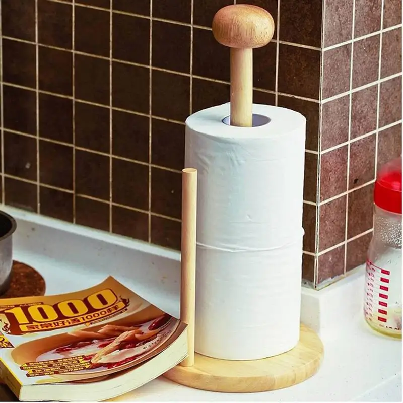 

Paper Towel Holder Wooden Roll Paper Towel Holder Tissue Vertical Stand Napkins Rack for Kitchen Bathroom Toilet Home