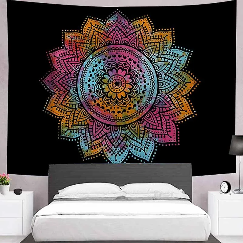 Black And White Mountain Forest Tapestry Wall Hanging Backdrop Decor Trippy Mandala Psychedelic | Дом и сад
