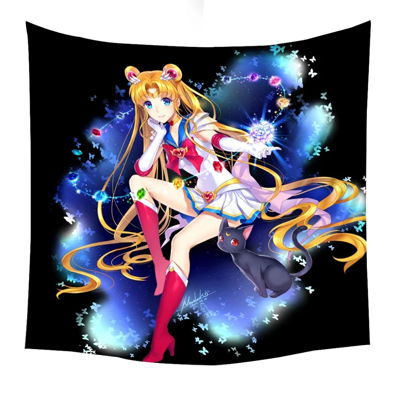 

Sailor moon tapestry boho home decor japanese psychedelic kawaii room moon anime tapestry college dorm christmas decorations2021