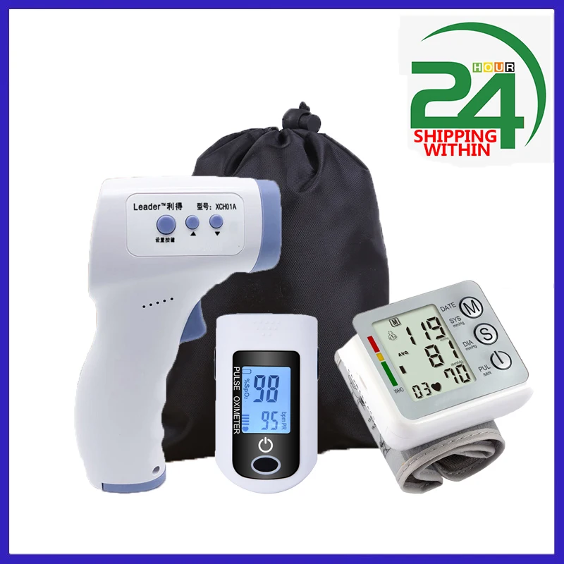 Термометр для лба с трехцветной подсветкой пальцевой пульсоксиметр OLED дисплеем