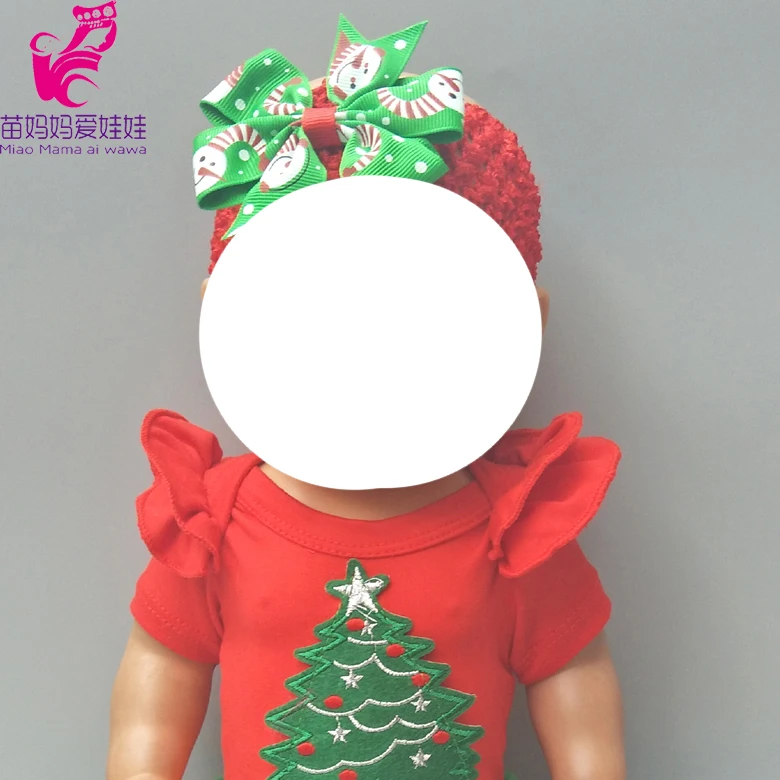 

Fits 43cm doll Christmas tree headband for 18" 43cm babies doll hairband reborn baby doll flower headband girl gifts