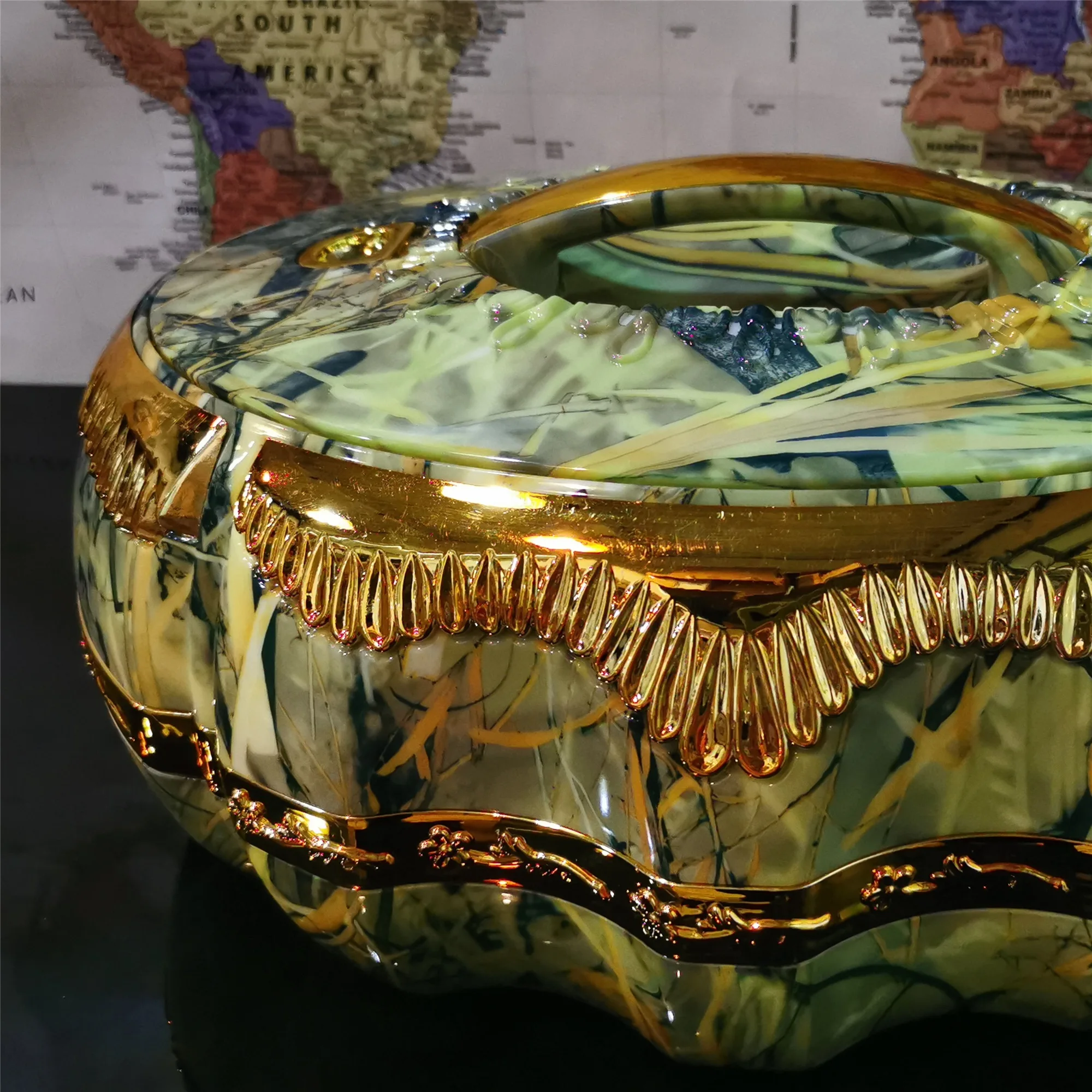Элегантный 6 шт./коробка большая емкость Коробки для обедов мраморный узор из нержавеющей стали Термальность вечерние Еда контейнер 4/5/6L Термальность коробка - Цвет: Green n Plant